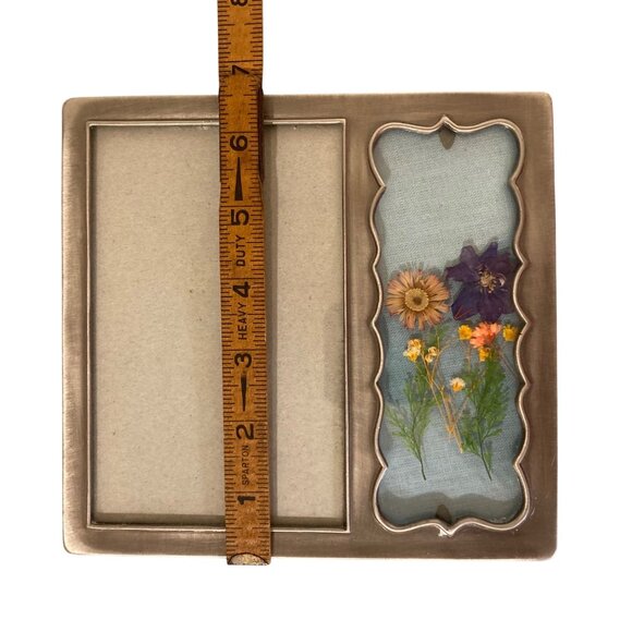 Vintage Pressed Flower Silver Tone Photo Picture Frame - Picture 4 of 4